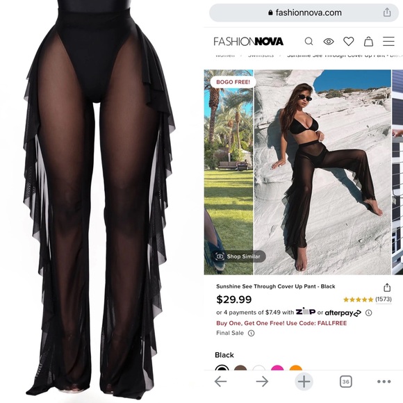 Fashion Nova Pants - Fashion Nova See-through Cover Up Black Pants - S